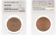 Nederlands-Indië - Nederlands-Indisch Gouvernement (1816-1949) - 2½ Cent 1914 (Scho. 872) - in slab MS 64 RD