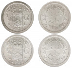 Nederlands-Indië - Nederlands-Indisch Gouvernement (1816-1949) - ¼ Gulden 1917 + 1921 (Scho. 817 + 820) - UNC / Total 2 pcs.