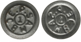 Plantagegeld / Plantation tokens - Ander Ned. Indisch particuliergeld / penningen - Poeloe Samboe - Bactreate tinned iron token, 29 mm, value “ 1 “ (c...
