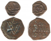 De VOC in Voor-Indië - Ceylon - ¼ Kransstuiver nd., Jafna mint before 1741 - type C (with crown of thorns) (Scho. 1292b /R), added 1 Stuiver 1792, Col...