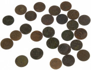 Small box VOC Duiten (19) + some copper coins Neth. Indies - Total 26 ex.