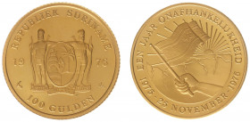 Suriname - 100 Gulden 1976 F 'Een Jaar Onafhankelijkheid' - Goud - Proof