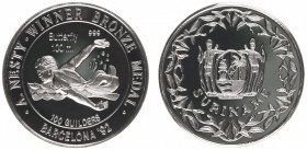 Suriname - 100 Gulden 1992 'A. Nesty Winner Bronze Medal Butterfly 100 m' (KM 42.1a) - medal strike, 27.73 gram - Proof