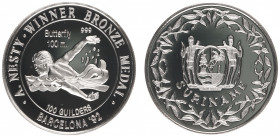 Suriname - 100 Gulden 1992 'A. Nesty Winner Bronze Medal Butterfly 100 m' (KM 42.1a) - medal strike, 28.31 gram - Proof