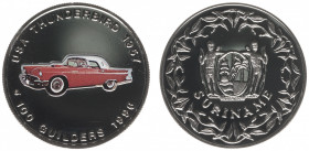 Suriname - 100 Gulden 1996 'USA Thunderbird 1957' in (licht)rode kleur (KM 47) - Proof / oplage ca. 500 stuks