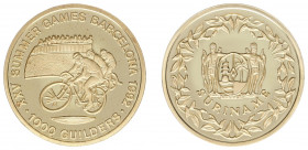 Suriname - 1000 Gulden 1992 - XXV SUMMER GAMES BARCELONA 1992 - Goud 7,76 gram - Proof, mintage 30 pcs, very rare
