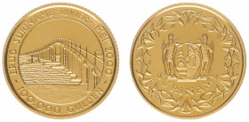 Suriname - 100.000 Gulden 2000 'Brug Suriname Rivier' - Goud - Proof, oplage ca. 1000 stuks
