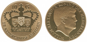 Nederlandse Antillen - 10 Gulden 2013 'Verwelkoming nieuwe Koning', kroon met 3 landswapens - Goud - Proof