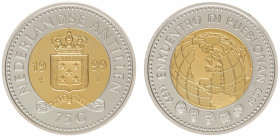 Nederlandse Antillen - 75 Gulden 1999 "The Meeting of Civilizations" - oplage 750 stuks - kern goud en rand zilver - Proof