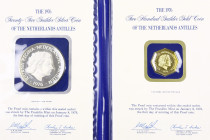 Nederlandse Antillen - 200 Gulden 1976 (KM16, Fr.1) & 25 Gulden 1976 'Andrew Doria' - Gold & Zilver - Proof in orig. plastic booket issued by Franklin...