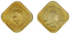 Nederlandse Antillen - 300 Gulden 1980 (KM29.2, cf. Fr.5) without mintmark and mint master's mark - mintage 200(?) pcs. - Gold - Prooflike in orig. bo...
