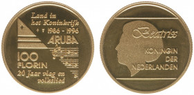 Aruba - 100 Florin 1996 '20 Jaar Vlag en Volkslied' - goud - Proof, opl. 535 stuks