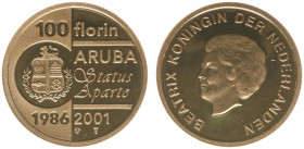 Aruba - 100 Florin 2001 '15 jaar Status Aparte' - Goud - Proof