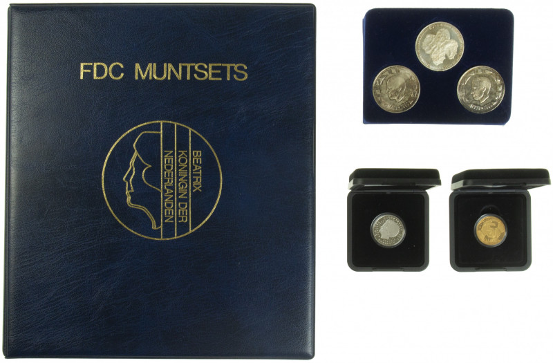 Collection coins in box, products KNM incl. FDC sets, 5 and 10 Euro Proof, zilve...