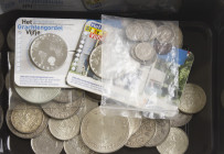 Box with various coins Netherlands, mainly post war and silver