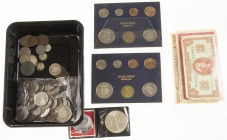 Box with various coins and banknotes from Netherlands and Netherlands Indies