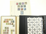 Box with diff. coins of Dutch Antilles added playmoney and stamps