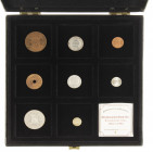 Box with type collection Netherlands Indies a.w. ½ gulden 1826 and 1 gulden 1839