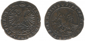 Rekenpenningen / Jetons - Collectie Frans Peters - 1538 - Rekenpenning Brabant 'Inname van Nice' (Dugn.1355, vMieris484.2) - VZ Duif met olijftak / KZ...