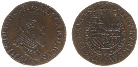 Rekenpenningen / Jetons - Collectie Frans Peters - 1560 - Rekenpenning 'Bureau des Finances' (Dugn.2241, vOrden620) - VZ Borstbeeld Philips II n.r. / ...