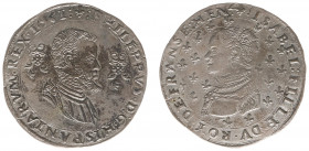 Rekenpenningen / Jetons - Collectie Frans Peters - 1561 - Rekenpenning 'Huwelijk Philips II en Isabella' (Dugn.2277, vOrden630) - VZ Borstbeeld Philip...
