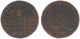 Rekenpenningen / Jetons - Collectie Frans Peters - 1565 - Rekenpenning Antwerpen ' Stadhuis van Antwerpen' (Dugn.2410, vLoonI.226, Tas86) - VZ Stadhui...