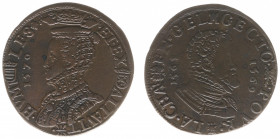 Rekenpenningen / Jetons - Collectie Frans Peters - 1570 - Rekenpenning 'Huwelijk Philips II en Anna van Oostenrijk' (Dugn.2516, vLoonI.131, Tas104) - ...