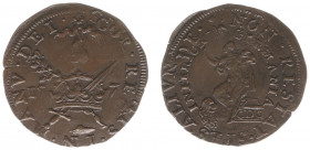 Rekenpenningen / Jetons - Collectie Frans Peters - 1575 - Rekenpenning Dordrecht ' Hoop op clementie van Philips II' (Dugn.2676, vOrdenII140) - VZ Kro...