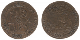 Rekenpenningen / Jetons - Collectie Frans Peters - 1576 - Rekenpenning Dordrecht 'Pacificatie van Gent' (Dugn.2692, vLoonI.228, Tas132) - VZ Geharnast...