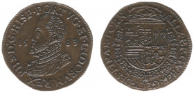 Rekenpenningen / Jetons - Collectie Frans Peters - 1583 - Rekenpenning 'Bureau des Finances Doornik' (Dugn.2955, vOrden148, Tas200) - VZ Borstbeeld Ph...
