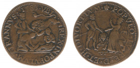 Rekenpenningen / Jetons - Collectie Frans Peters - 1583 - Rekenpenning Dordrecht 'Gebleken ontrouw van hertog van Anjou' (Dugn.2940, vLoonI.331.2, Tas...