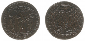 Rekenpenningen / Jetons - Collectie Frans Peters - 1598 - Rekenpenning Dordrecht 'Gruwelen leger van Mendoza' (Dugn.3445, vLoonI.521, Tas330) - VZ 3 n...