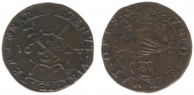 Rekenpenningen / Jetons - Collectie Frans Peters - 1624 - Rekenpenning Brussel 'Van Dongelberg' (Dugn.3814, vOrden1172, Tas465) - VZ Wapenschild Donge...