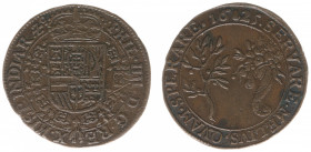 Rekenpenningen / Jetons - Collectie Frans Peters - 1625 - Rekenpenning Antwerpen 'Hoop op vrede' (Dugn.3822, vOrden1176, Tas468) - VZ Gekroond Spaans ...