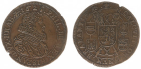 Rekenpenningen / Jetons - Collectie Frans Peters - 1625 - Rekenpenning Brussel 'Voor de staten van Brabant' (Dugn.3817) - VZ Borstbeeld Philips IV n.r...