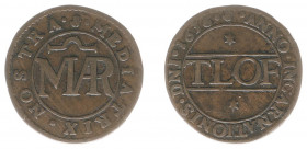 Rekenpenningen / Jetons - Collectie Frans Peters - 1636 - Rekenpenning Antwerpen (Dugn.3911, De Renesse32810) - VZ MAR in circel / KZ TLOF, 2 sterretj...