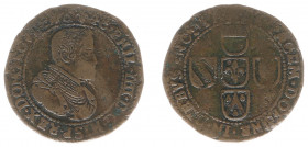 Rekenpenningen / Jetons - Collectie Frans Peters - 1646 - Rekenpenning 'Philips IV heer van Provincie Lille' (Dugn.4006, vHende440) - VZ Borstbeeld Ph...