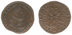 Rekenpenningen / Jetons - Collectie Frans Peters - 1654 - Rekenpenning Brussel 'Bureau des Finances' (Dugn.4060, vOrden1267) - VZ Buste Philips IV n.r...