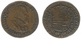 Rekenpenningen / Jetons - Divers - 1589 - Rekenpenning 'Bureau des Finances' (Dugn.3248, vOrdenII169) - VZ Borstbeeld Philips II n.r. met PHILIPPVS in...