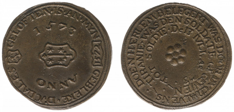 Historiepenningen - 1573 (later work, 1773 ?) - Medal 'Op de Haarlemse noodmunte...