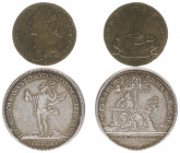 Historiepenningen - 1750 - Medal 'Op het nieuwe jaar' by J.G. Holtzhey (VvL.292) - Obv. Dutch maiden and lion at orange tree / Rev. Mercury - silver 3...