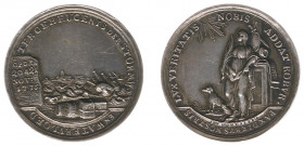 Historiepenningen - 1776 - Medal 'De Watervloed van november 1776' by J.M. Lageman (VvL.513) - Obv. Flood with shipwrecks / Rev. Fidelity and dog - si...