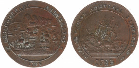 Historiepenningen - 1783 - Penning 'Blokkade van Gibraltar en zinken van admiraalschip Royal George', Engelse penning met Nederlandse opschriften (VvL...