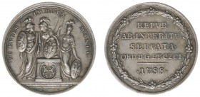 Historiepenningen - 1788 - Medal 'Gelderland viert het behoud van het Gemenebest' by Schepp (VvL.776) -Obv. Females at altar holding shields / Rev. Fi...