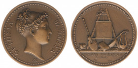 Historiepenningen - 1813 - Penning 'Koningin Hortense' door B. Andrieu (Nahuys 4) - VZ Portret n.r. met omschrift in Griekse letters / KZ Objecten van...