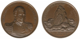 Historiepenningen - 1830 - Medal 'Op de onwrikbaarheid van koning Willem I' (Dirks343) - Obv. Uniformed bust / Rev. Rock in turbulent sea - bronze 42 ...