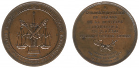 Historiepenningen - 1830 - Medal 'Reorganisatie van de belgische gerechtshoven' by A.H. Veyrat (Dirks382) - Obv. Balance lyre and crossed scepters / R...