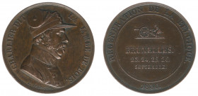Historiepenningen - 1830 - Medal 'Revolutionair Jean Joseph Charlier' (Dirks389) - Obv. Bust to right wearing casquette / Rev. Gunner and three lines ...
