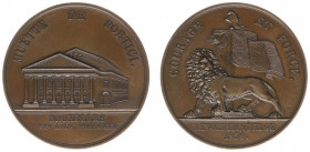 Historiepenningen - 1830 - Medal 'Uitbreken van de Belgische Revolutie' door Borel (Dirks340) - Obv. Facade Muntschouwburg / Rev. Unleashed lion at ba...