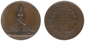 Historiepenningen - 1830 - Medal 'Uitroepen van de voorlopige regering van België' (Dirks373) - Obv. Unleashed woman in fortress - Rev. Five lines of ...